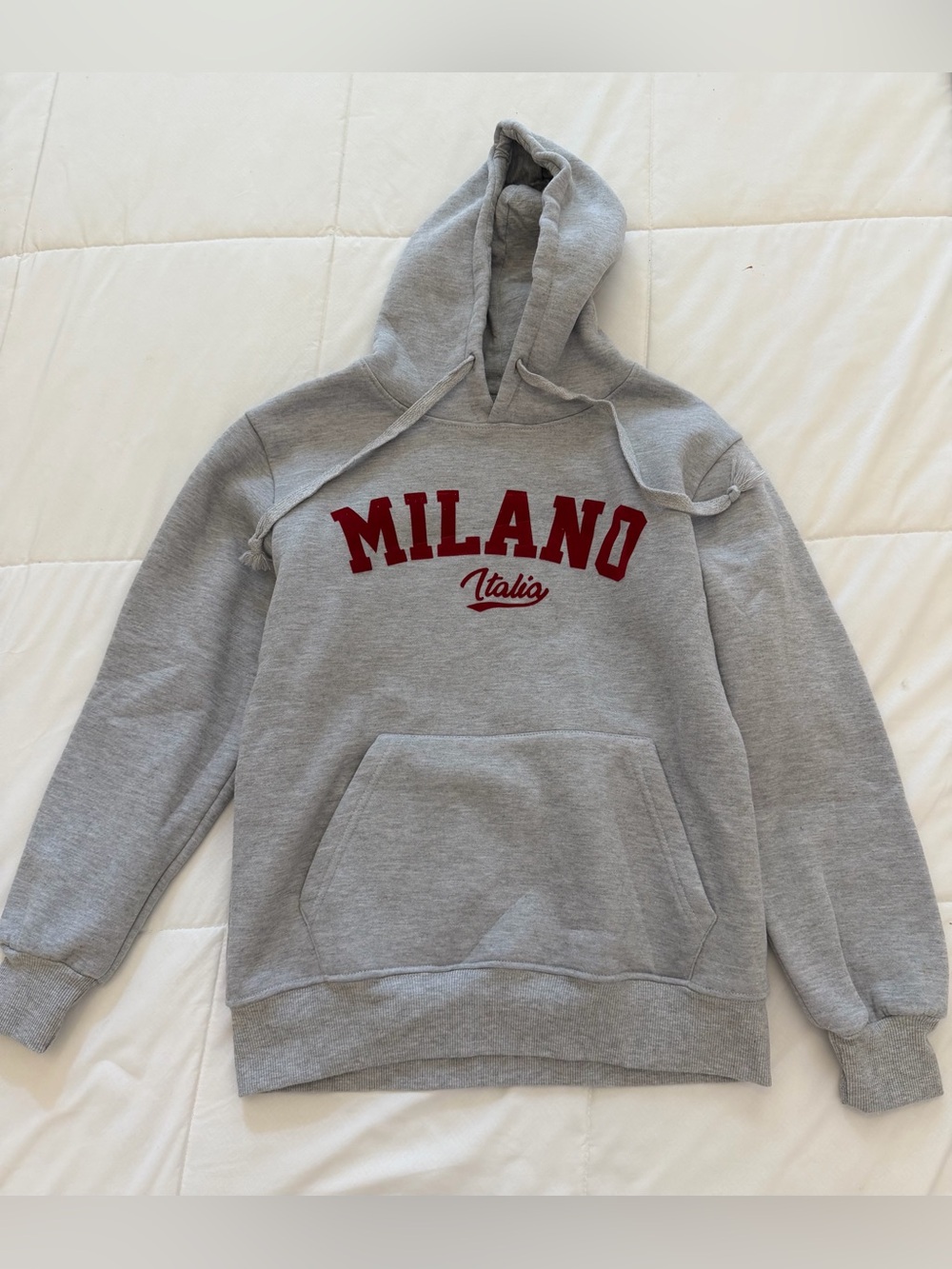 h.i.p. Grey Crewneck Hoodie with Red Milano Script